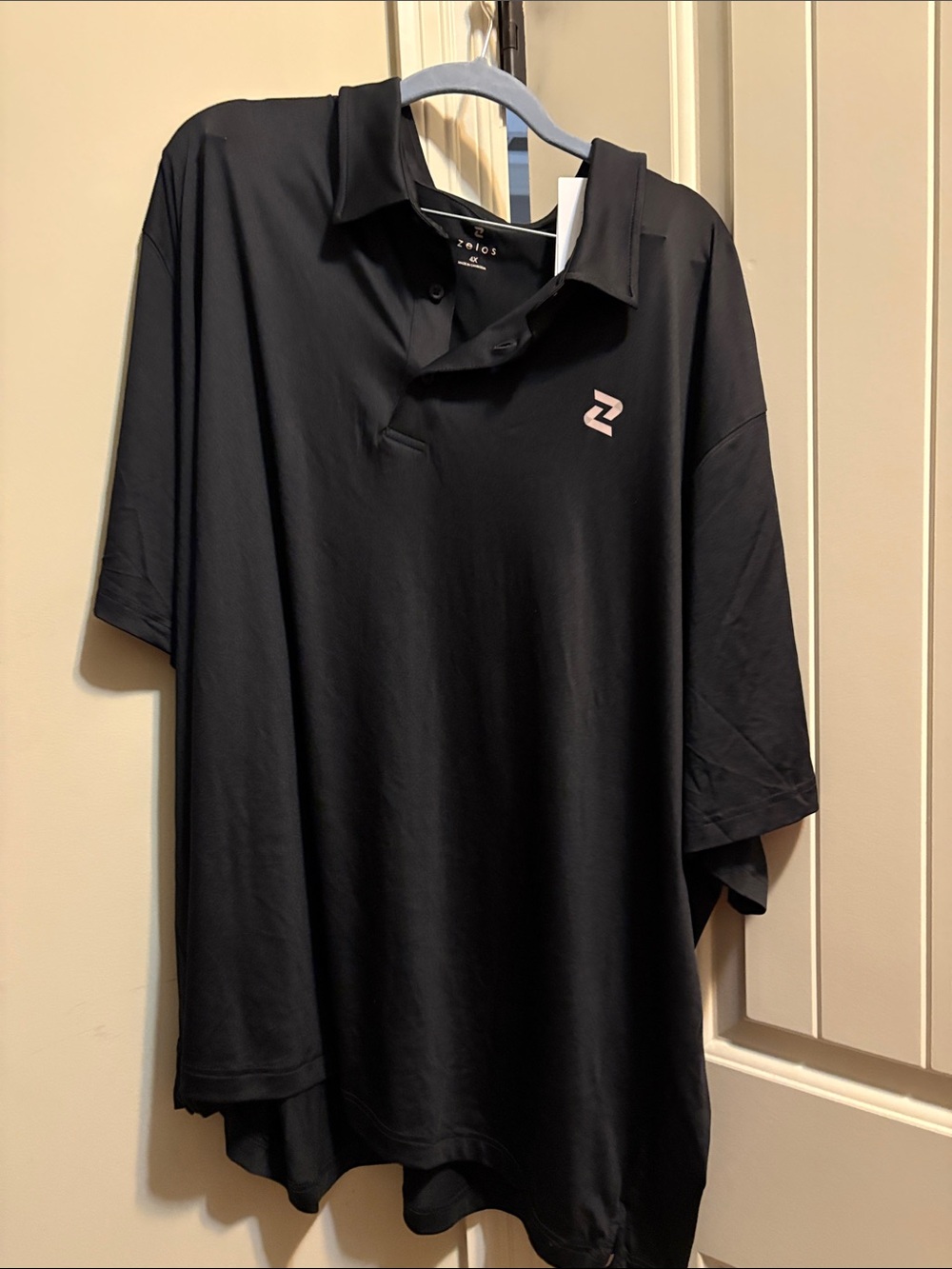 ZELOS Black Polo with Pink Logo Accent
